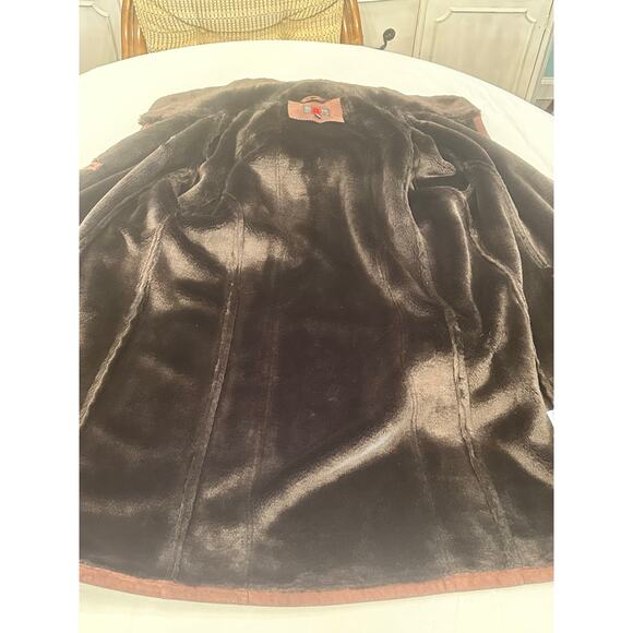 Gallery XL Ladies Faux Leather & Suede Button Down & Hooded Mid Length Coat - Picture 12 of 16